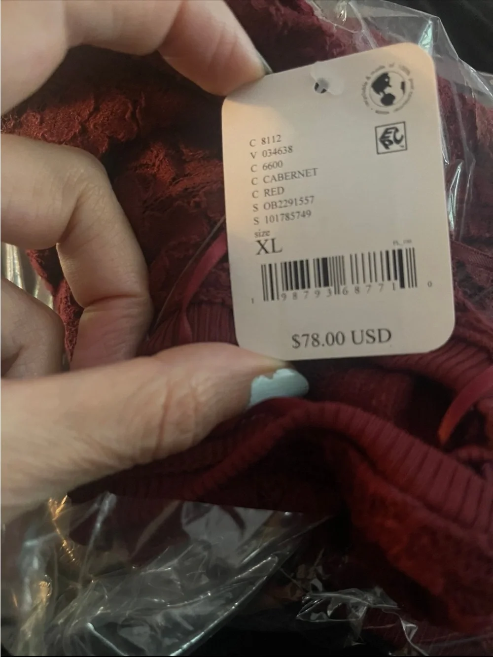 Free People Burgundy Lace Long-Sleeve Boatneck Top lace sheer